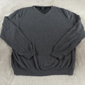 Foxcroft V neck cotton/cashmire blend sweater L